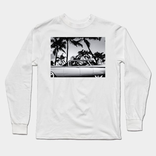 1960 Cadillac Flat Top BW Long Sleeve T-Shirt by Burtney